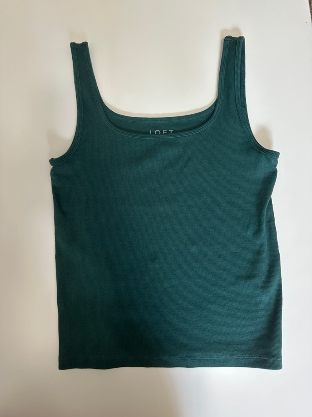 LOFT Forest Green Ribbed Tank Top